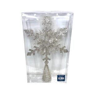 Trimmerry Silver Glitter Snowflake Christmas Tree Topper In Box
